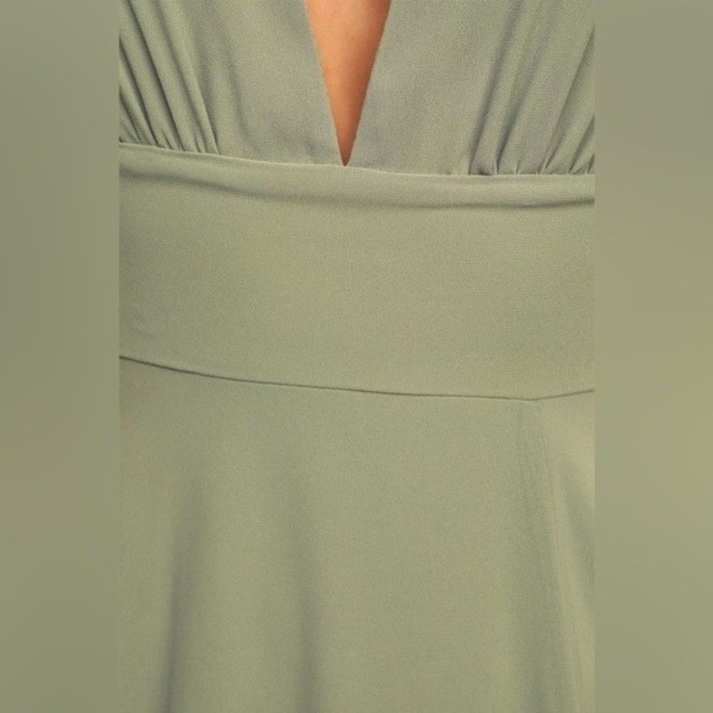 SOLD NWT Lulus Promise Of Love Sage Brush Flutter Sleeve Maxi Dress Size 2X - Picture 14 of 16